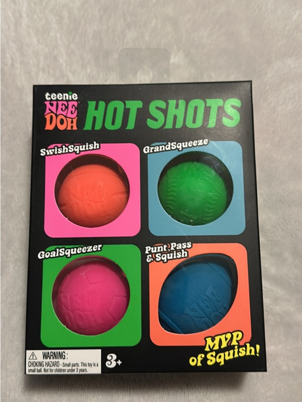 Hot Shots Kids Squish Toy Set - Pink, Orange, Green, Blue